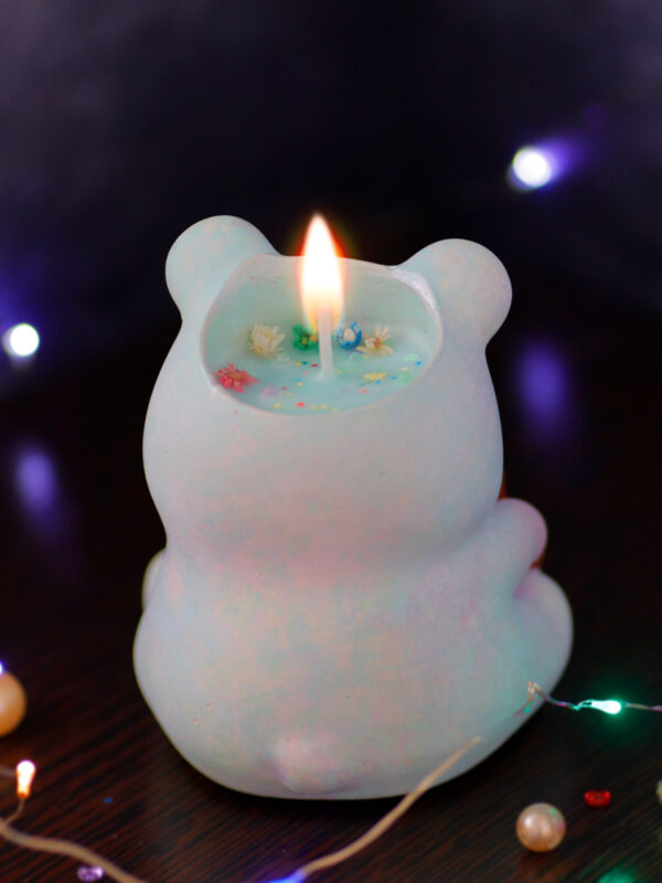 Mint marshmallow bear. Handmade aroma candle. - Image 2